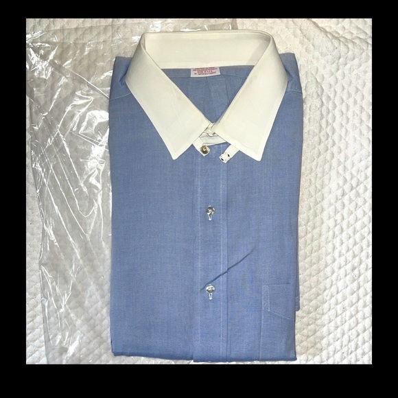 Vtg Brooks Brothers Makers 16.5-4 light blue long sleeve shirt White Collar Rare - Picture 2 of 7